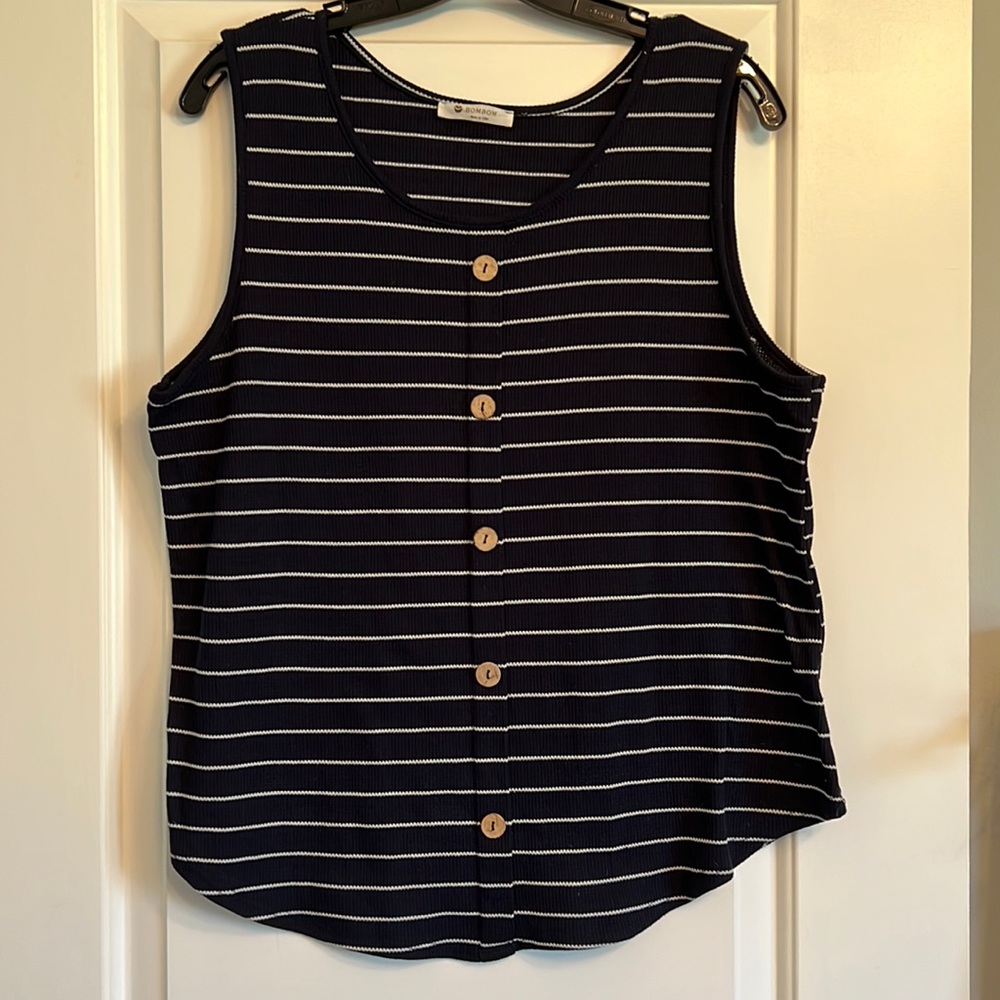 Bombik • Navy Blue and White strip tank
